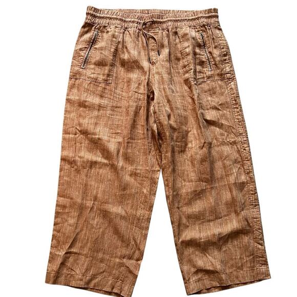 Athleta Women’s Plus Size Cabo Linen Textured Wide Leg Pants Tan Size 24 - Picture 1 of 9